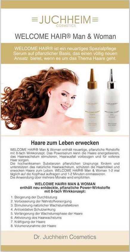 Welcome Hair Women Dr. Juchheim für gesundes, volles Haar wirkt gegen Haarausfall, stärkt das Haar und pflegt es kräftig und gesund